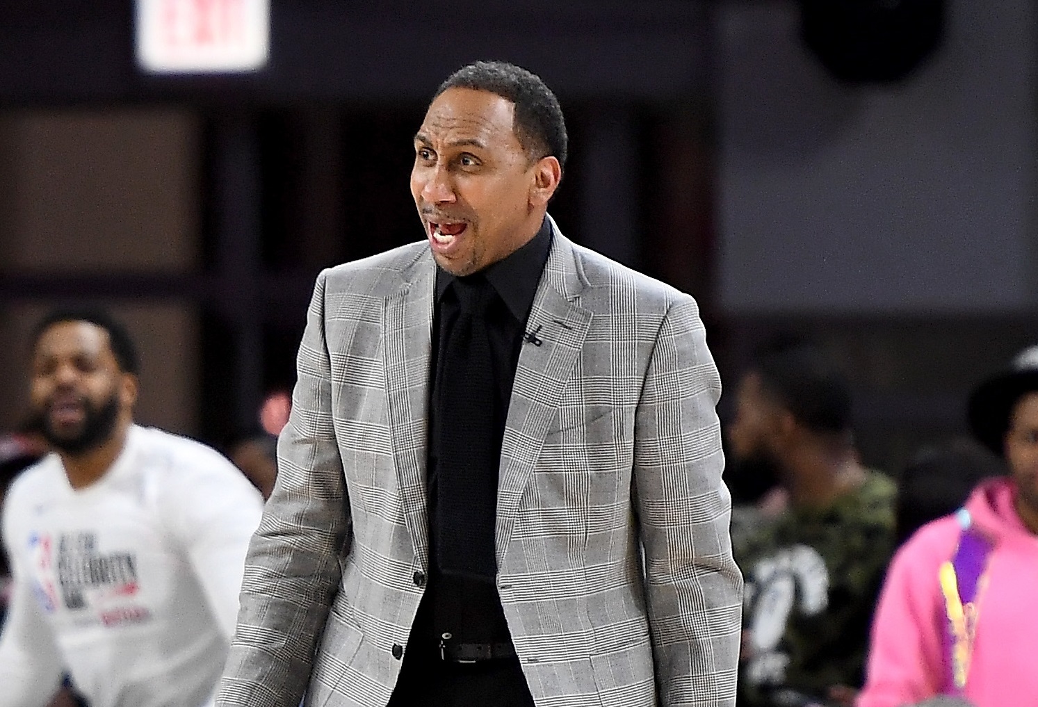 Stephen A. Smith of Team Stephen A. reacts to a call during the 2020 NBA All-Star Celebrity Game at Wintrust Arena on Feb, 14, 2020 in Chicago,