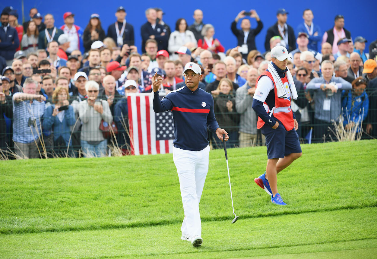 Tiger Woods broke his leg in a scary car crash just four months ago, but he's already being called back to the golf course for the Ryder Cup.