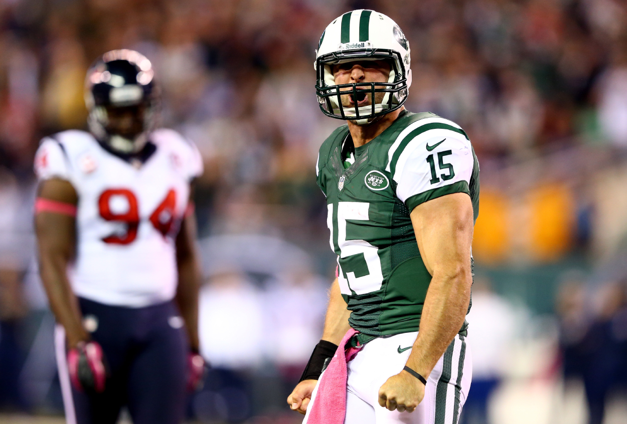Tim Tebow, who is returning to the NFL with the Jaguars, back when he played for the New York Jets.