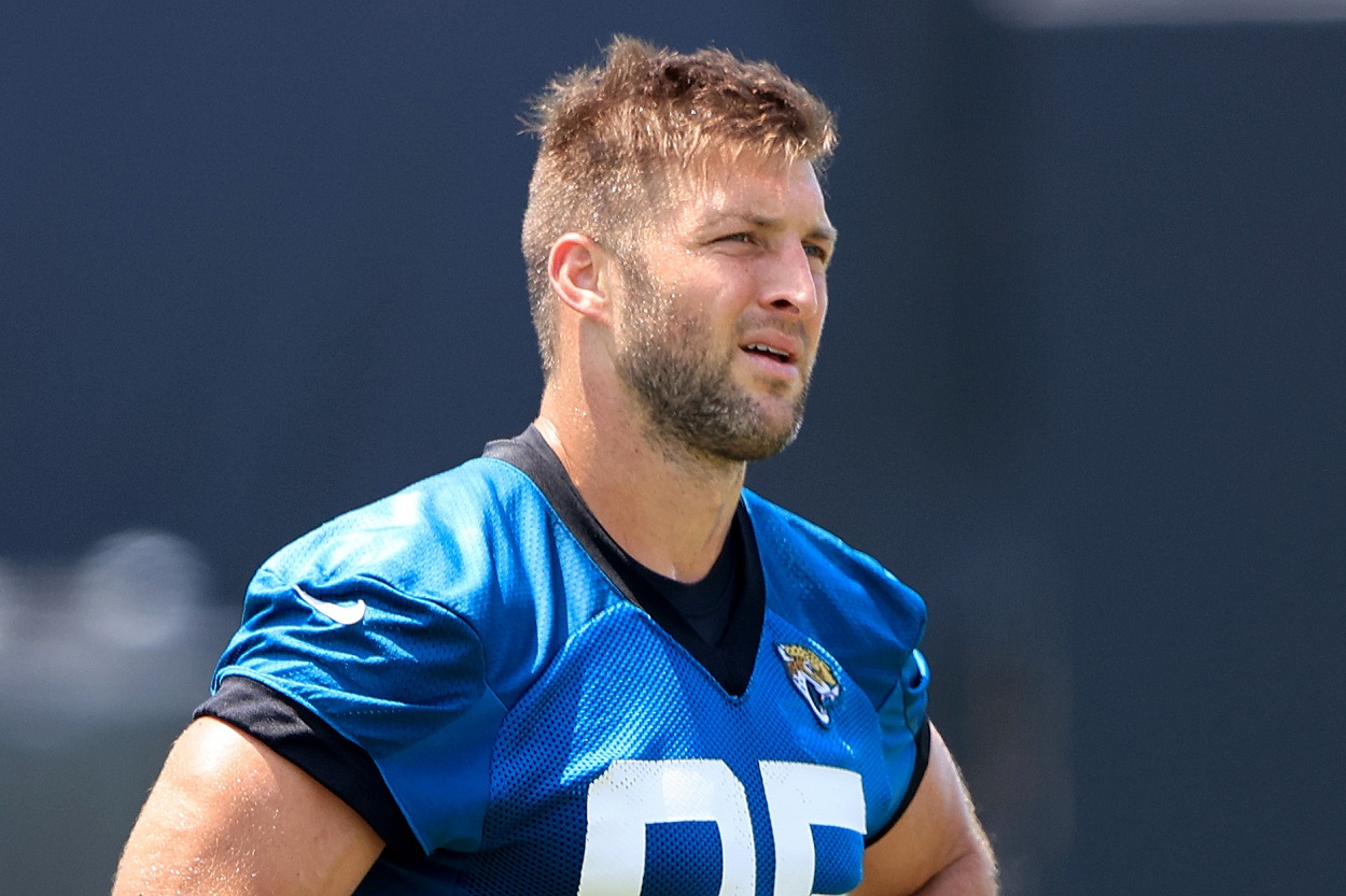 Tim Tebow during Jacksonville Jaguars training camp in May 2021