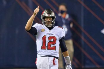 Tampa Bay Buccaneers quarterback Tom Brady gives a thumbs up.