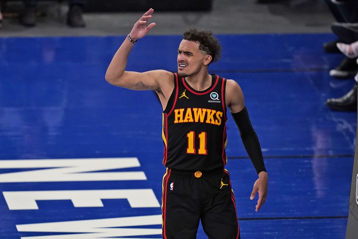 Trae Young during the Atlanta Hawks' Game 1 victory over the New York Knicks in the 2021 NBA playoffs