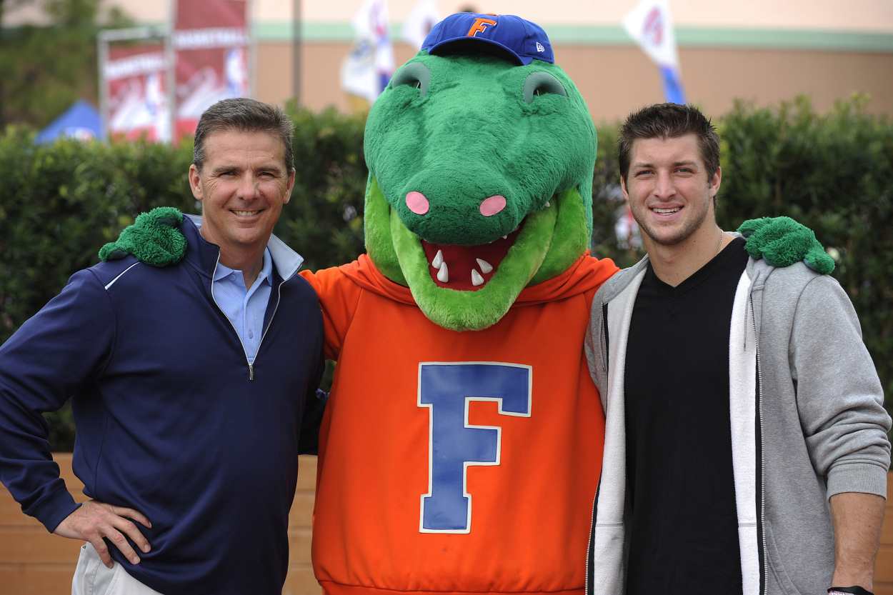 NFL coach Urban Meyer and his former Florida quarterback Tim Tebow.
