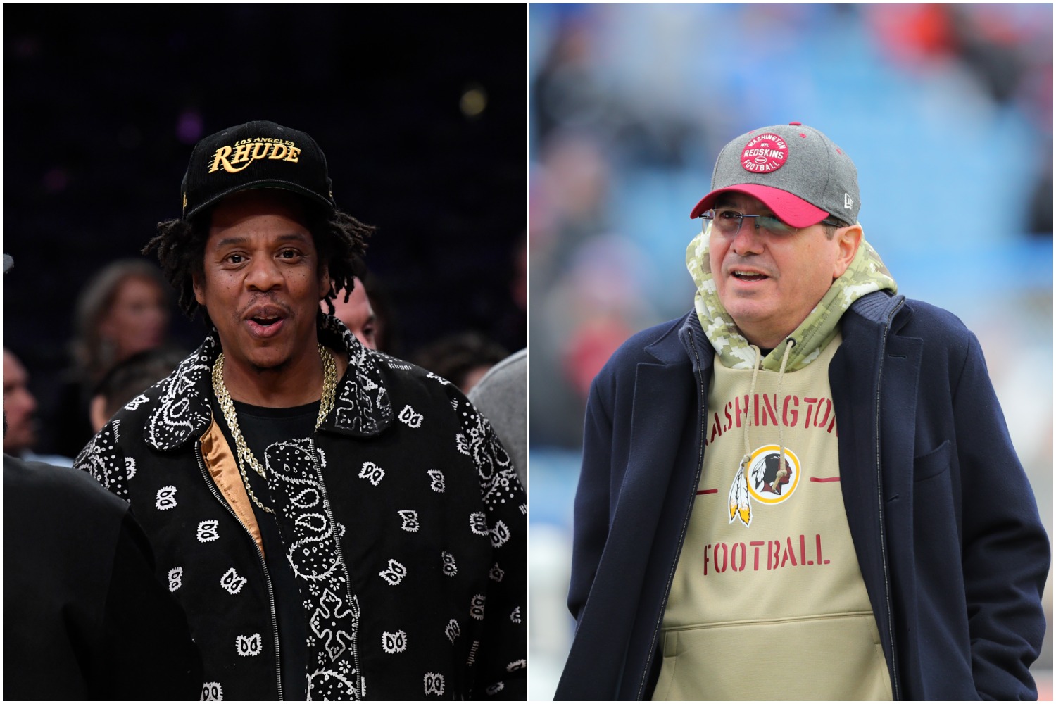 Legendary rapper Jay-Z next to Washington Football Team owner Dan Snyder.