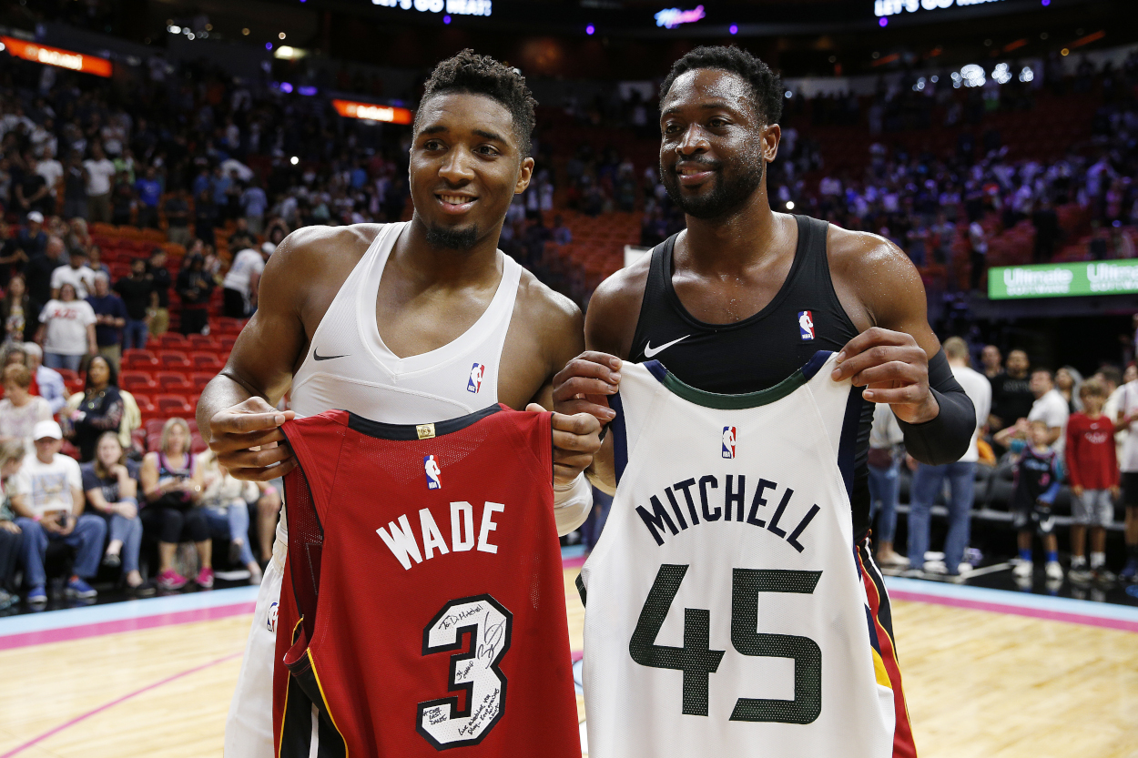 Dwyane Wade and Donovan Mitchell in 2018