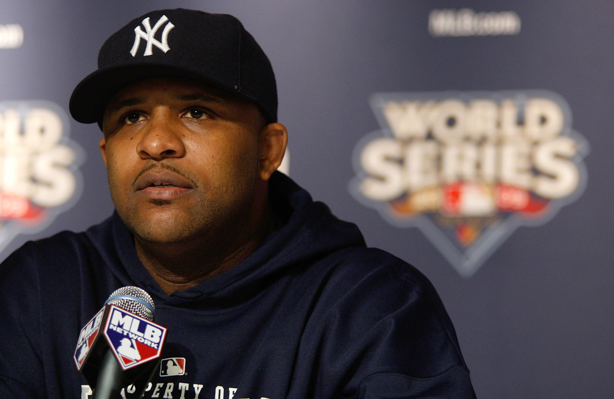 Former New York Yankees pitcher CC Sabathia after a World Series workout.