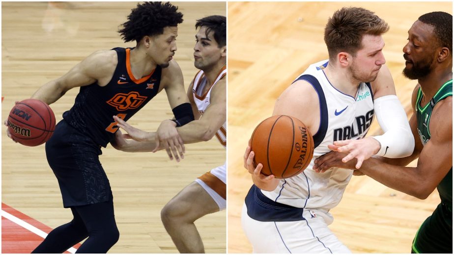 (L-R) NBA draft prospect Cade Cunningham and the NBA star he compares himself to, the Dallas Mavericks' Luka Doncic