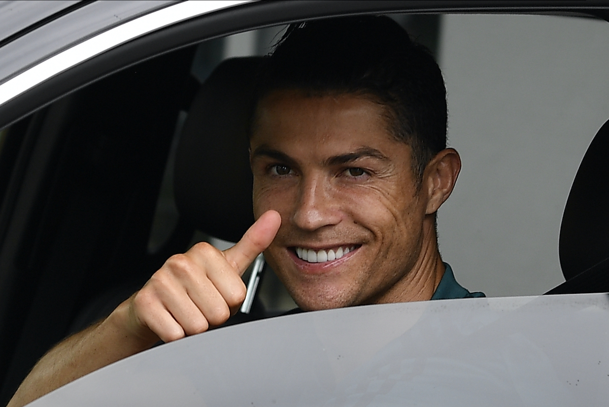 Portuguese forward Cristiano Ronaldo exits in his car after training