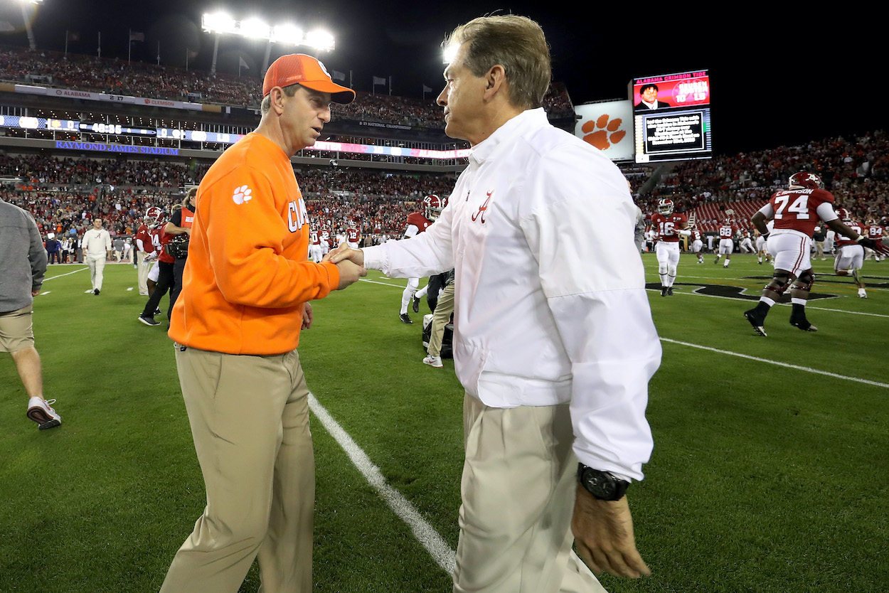 Clemson head coach Dabo Swinney and Alabama head coach Nick Saban