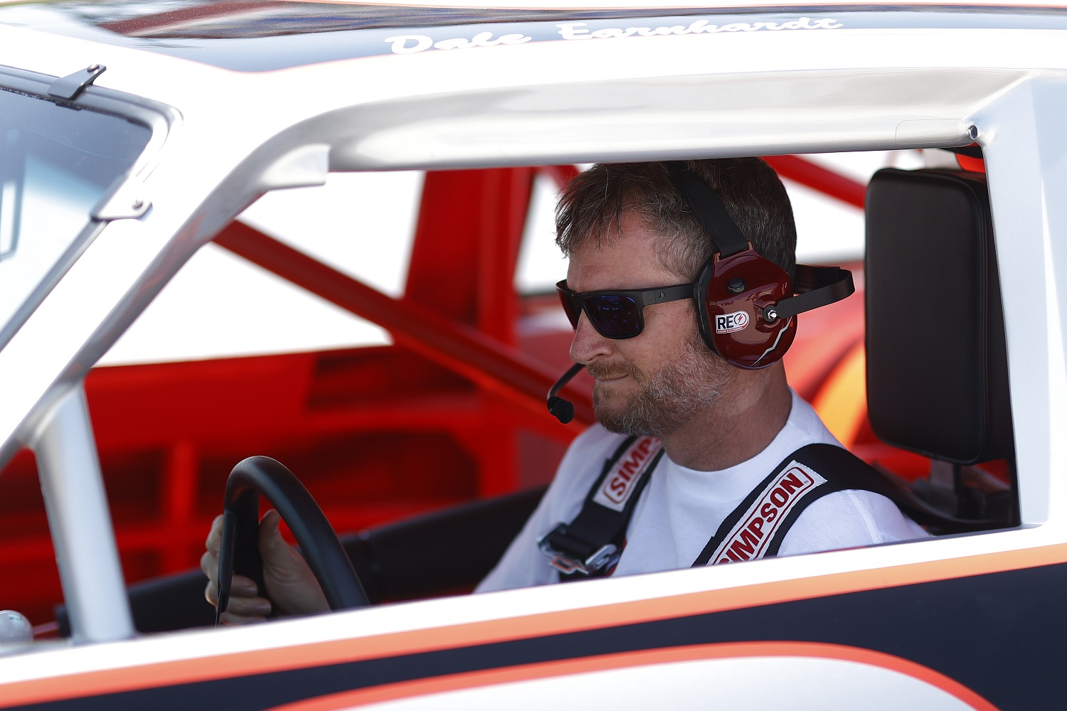 Dale Earnhardt Jr.  leads the pace lap in his father’s No. 8 Chevy at the NASCAR Xfinity Series Steakhouse Elite 200 at Darlington Raceway on May 8, 2021. | Chris Graythen/Getty Images