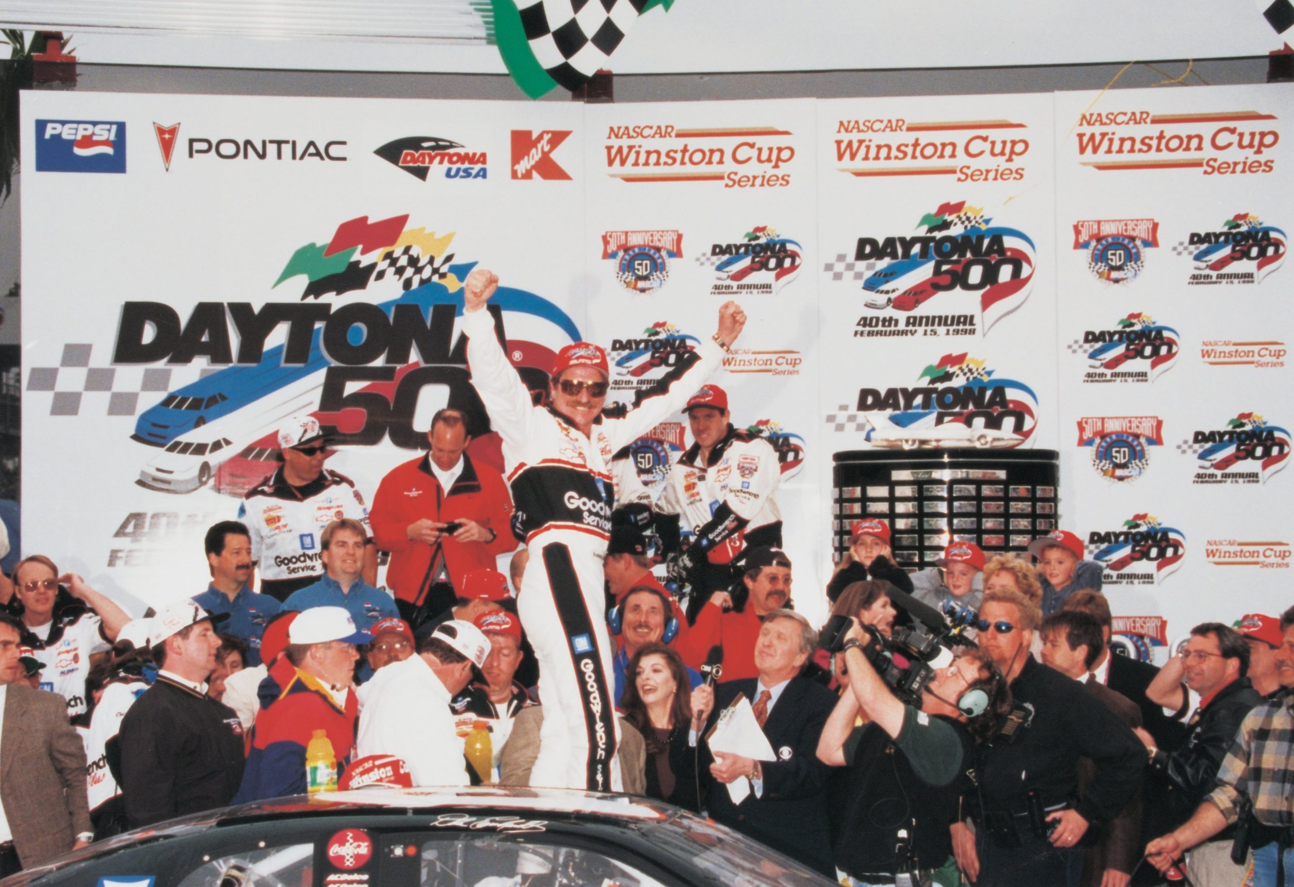 Dale Earnhardt brought the donut celebration to NASCAR in 1998.