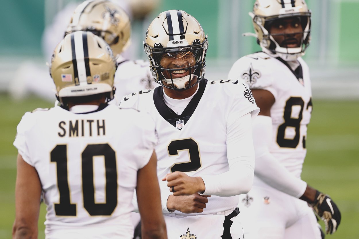 New Orleans Saints receiver Tre'Quan Smith and quarterback Jameis Winston in 2020.