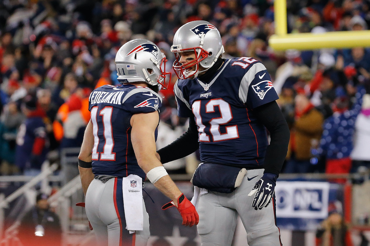 Former New England Patriots Julian Edelman and Tom Brady