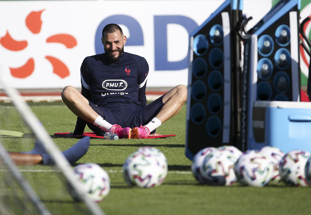 Karim Benzema of France during Team France training session at INF Clairefontaine on May 27, 2021 in Clairefontaine-en-Yvelines, France.