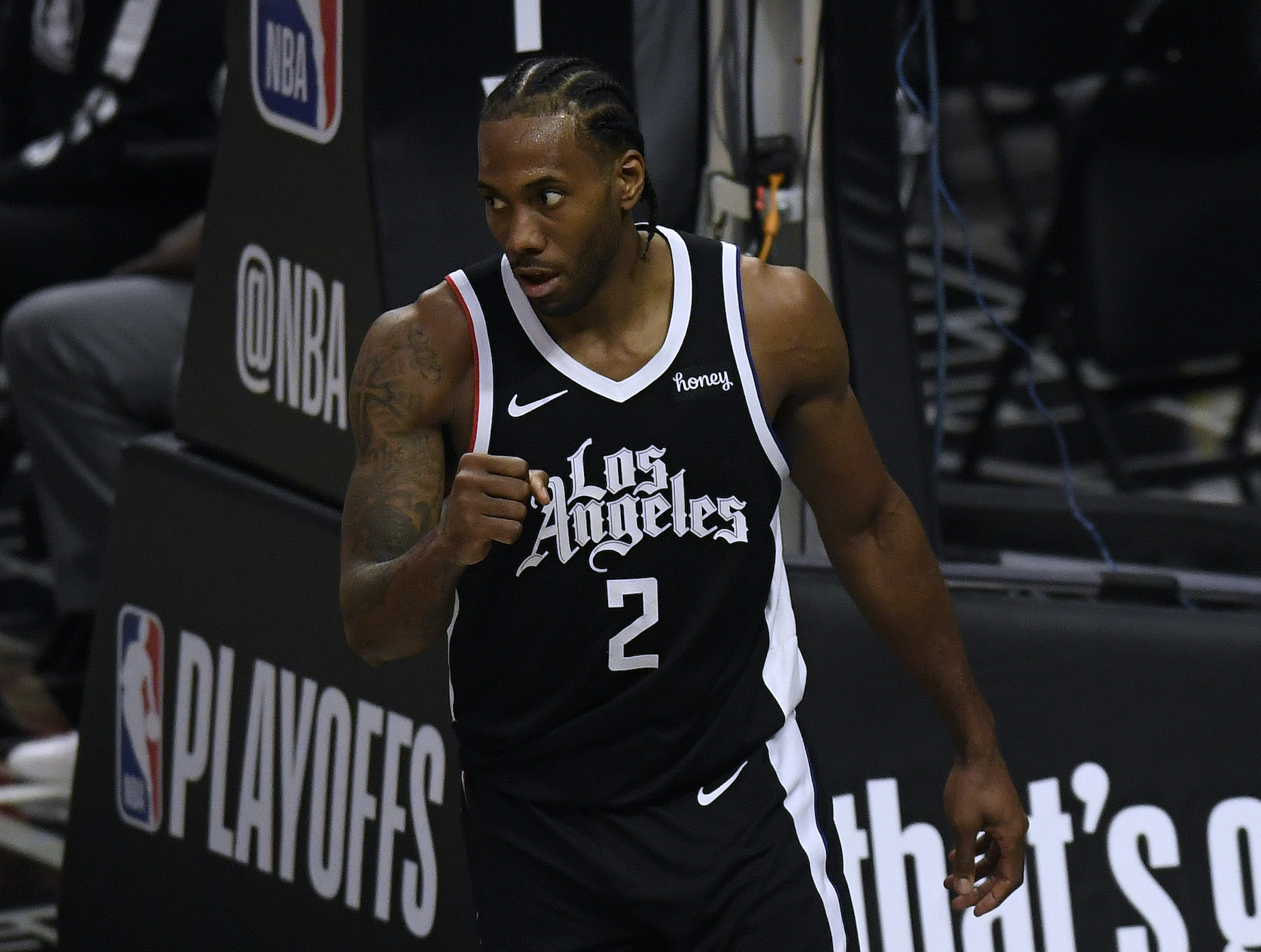 LA Clippers forward Kawhi Leonard during a 2021 NBA playoff game.
