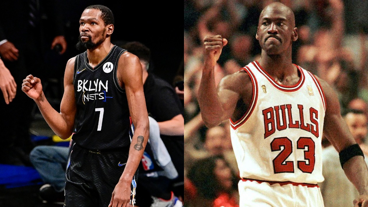 Brooklyn Nets star Kevin Durant and NBA legend Michael Jordan.