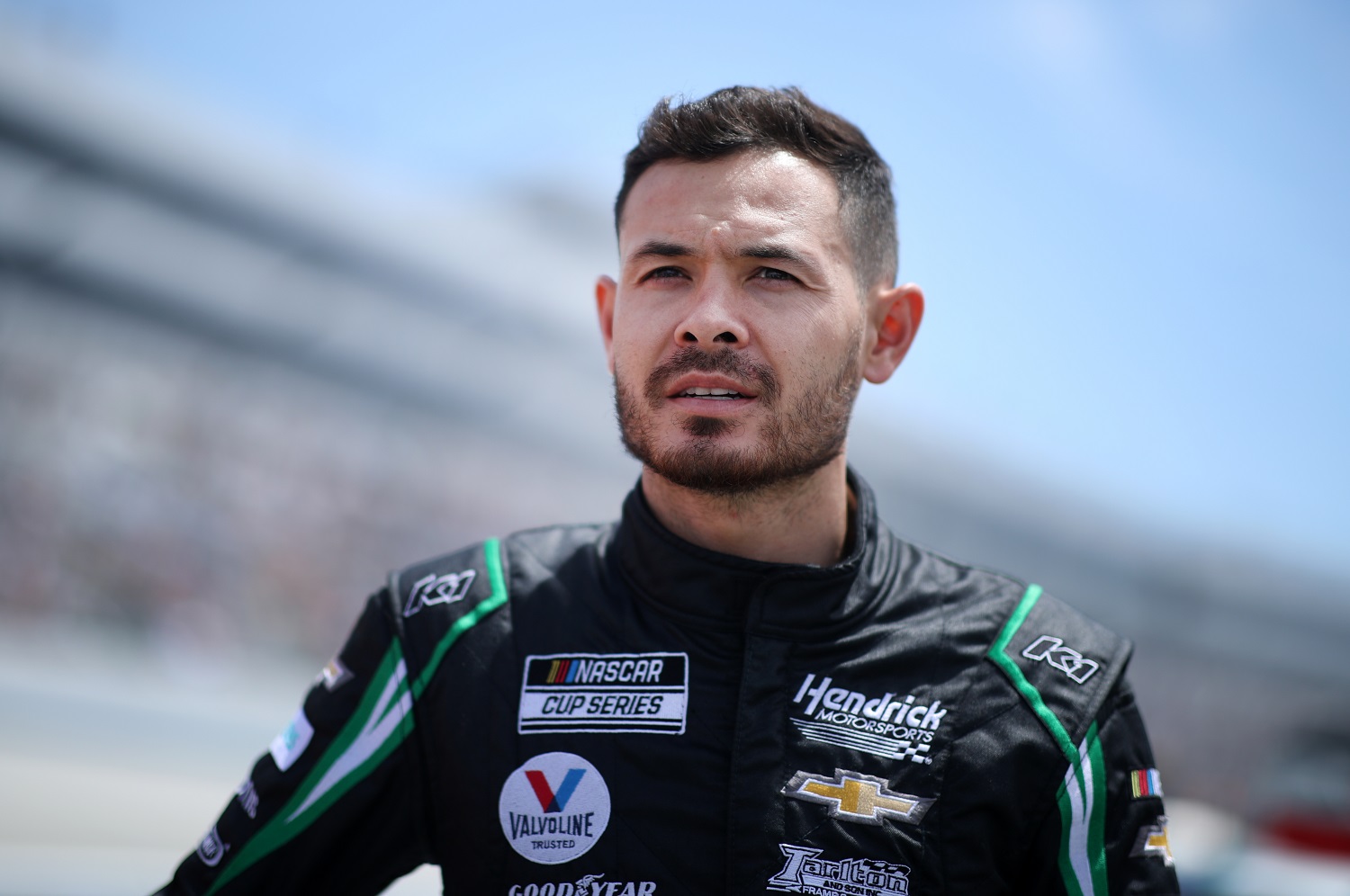 Kyle Larson on the grid during the NASCAR Cup Series Drydene 400 at Dover International Speedway on May 16, 2021.