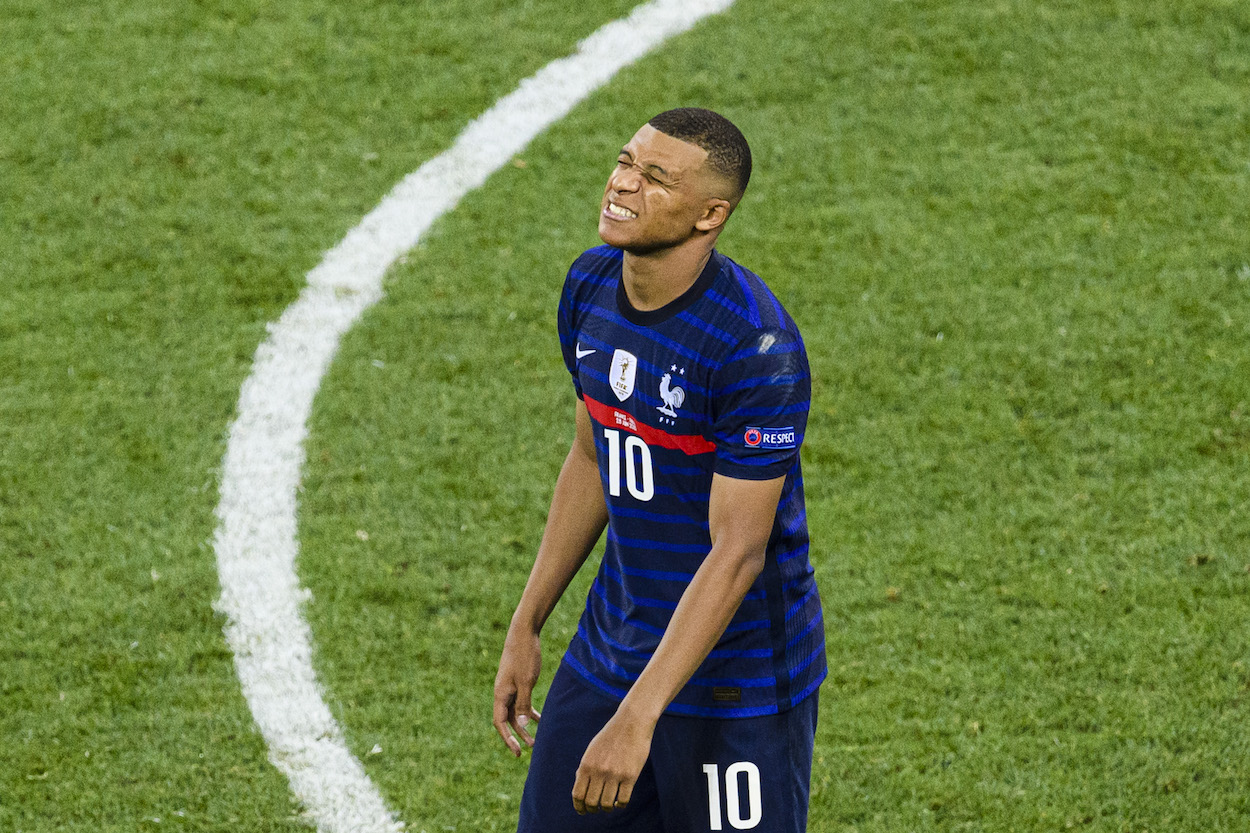 Kylian Mbappe of France reacts after failing on a penalty shot during the UEFA Euro 2020 Championship Round of 16 match between France and Switzerland at National Arena on June 28, 2021 in Bucharest, Romania.