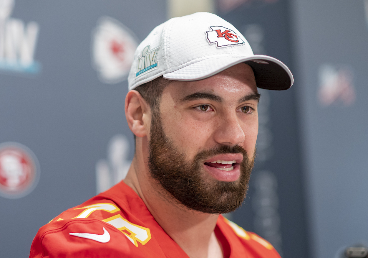 Kansas City Chiefs Offensive Guard Laurent Duvernay-Tardif speaks to the media during the Kansas City Chiefs press conference prior to Super Bowl LIV on January 29, 2020 at the JW Marriott Miami