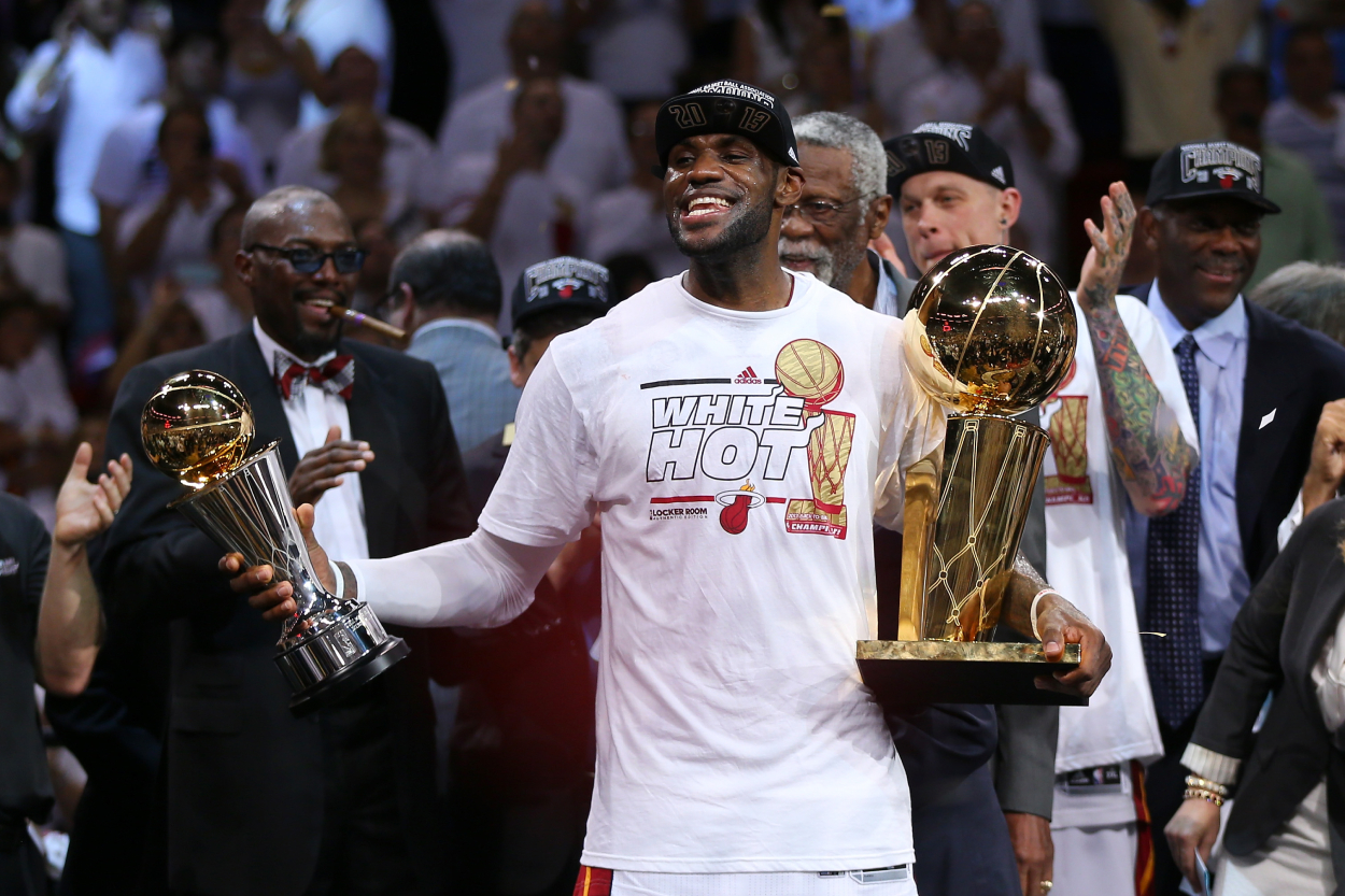 NBA star LeBron James after winning the 2013 championship with the Miami Heat.