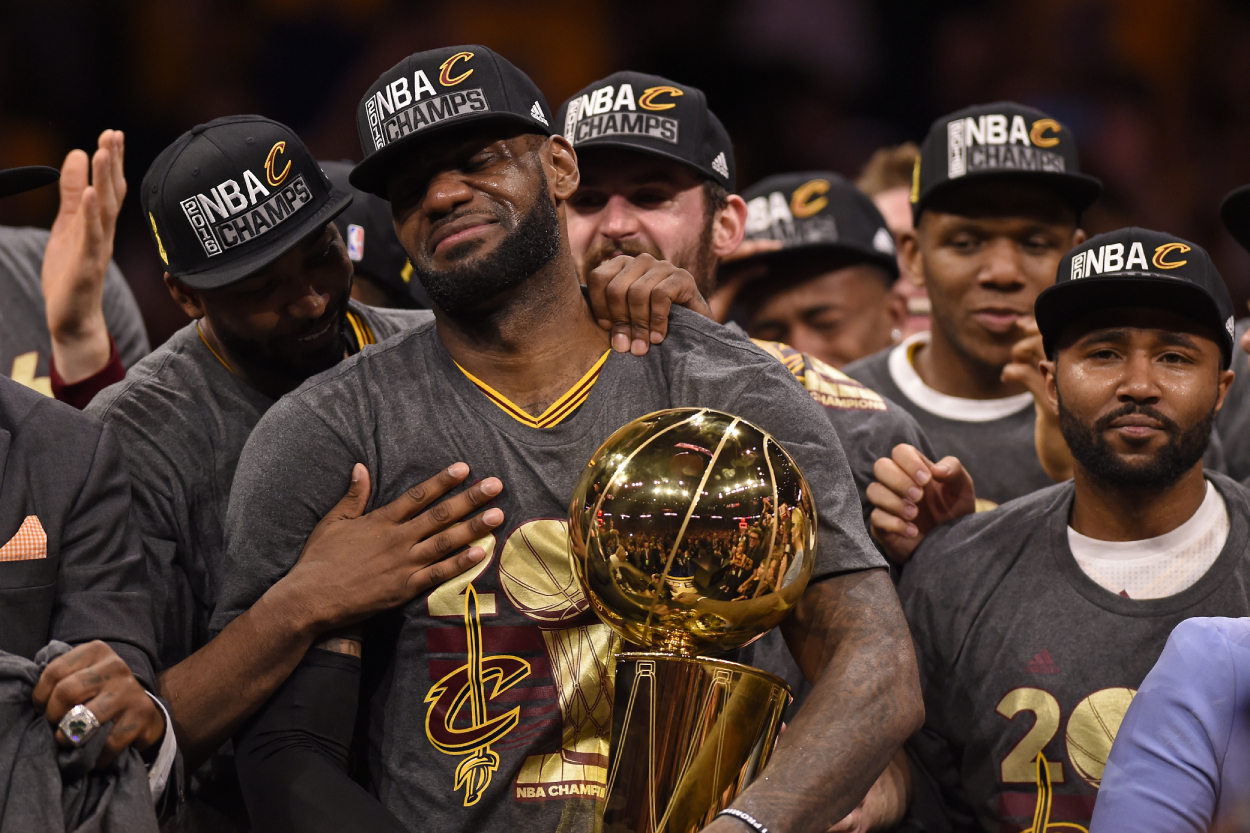 Former Cavaliers star LeBron James after winning one of his four NBA championships.
