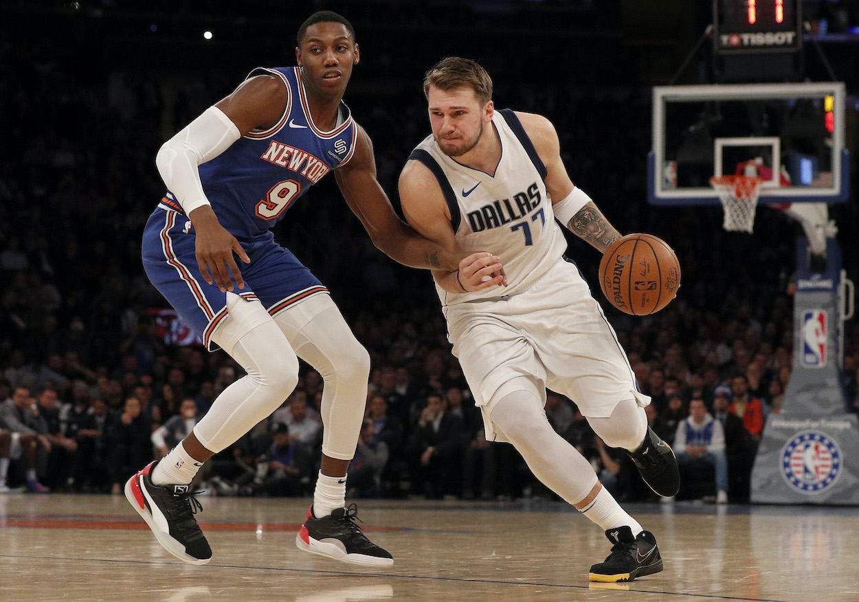 Luka Doncic New York Knicks rumors are heating up. The Dallas Mavericks' star is seen here playing against the Knicks in 2019.
