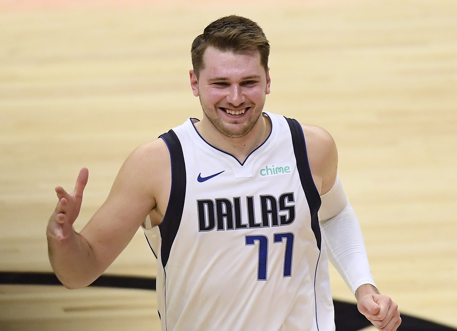 Luka Doncic of the Dallas Mavericks smiles after a 127-121 win over the LA Clippers in Game 2 of the Western Conference first-round series at Staples Center on May 25, 2021.