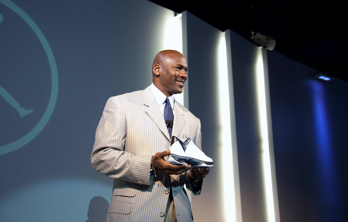 Michael Jordan addresses the media during the launch of the Air Jordan 2009