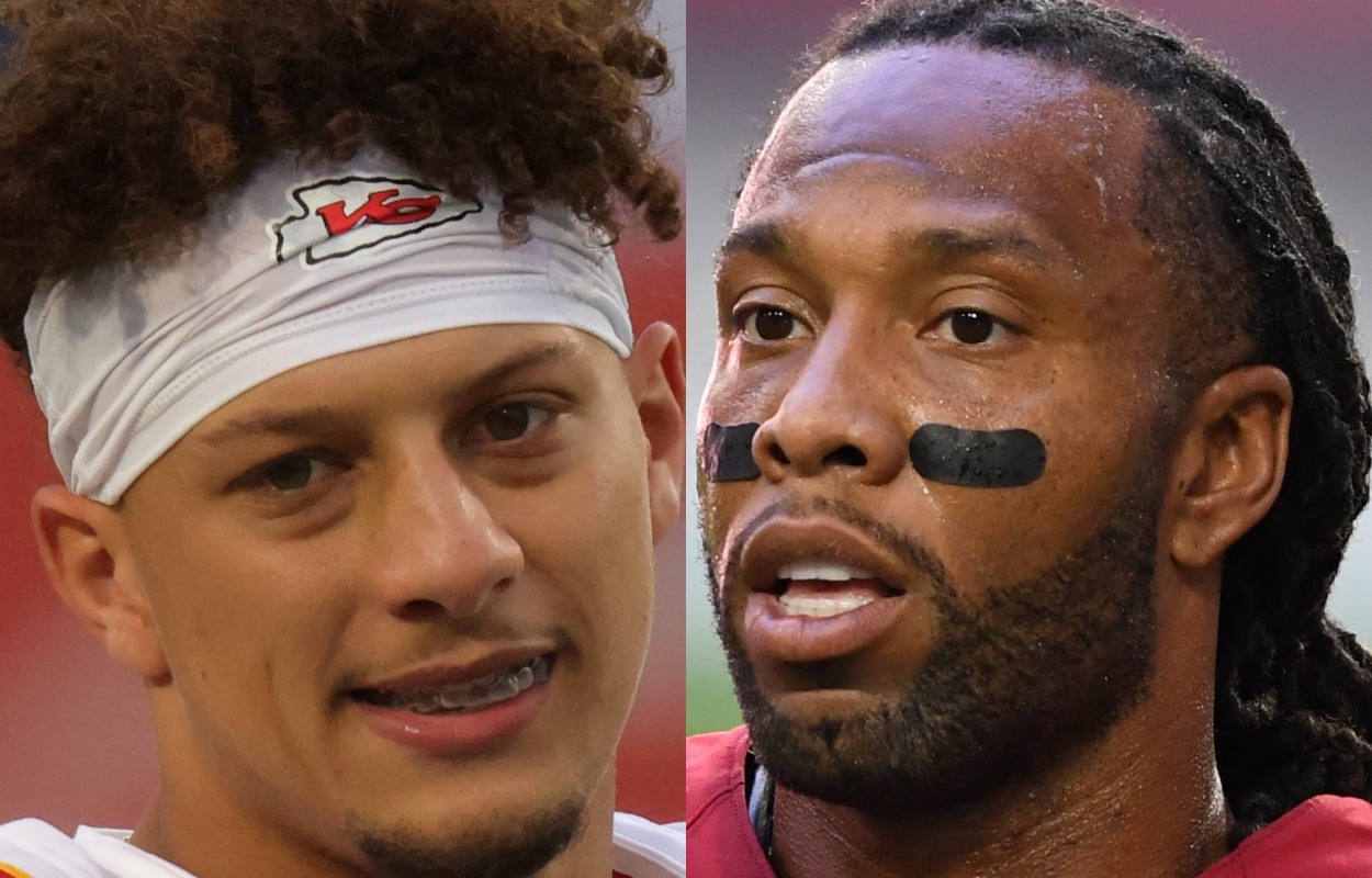 Patrick Mahomes (L) and Larry Fitzgerald in 2020.