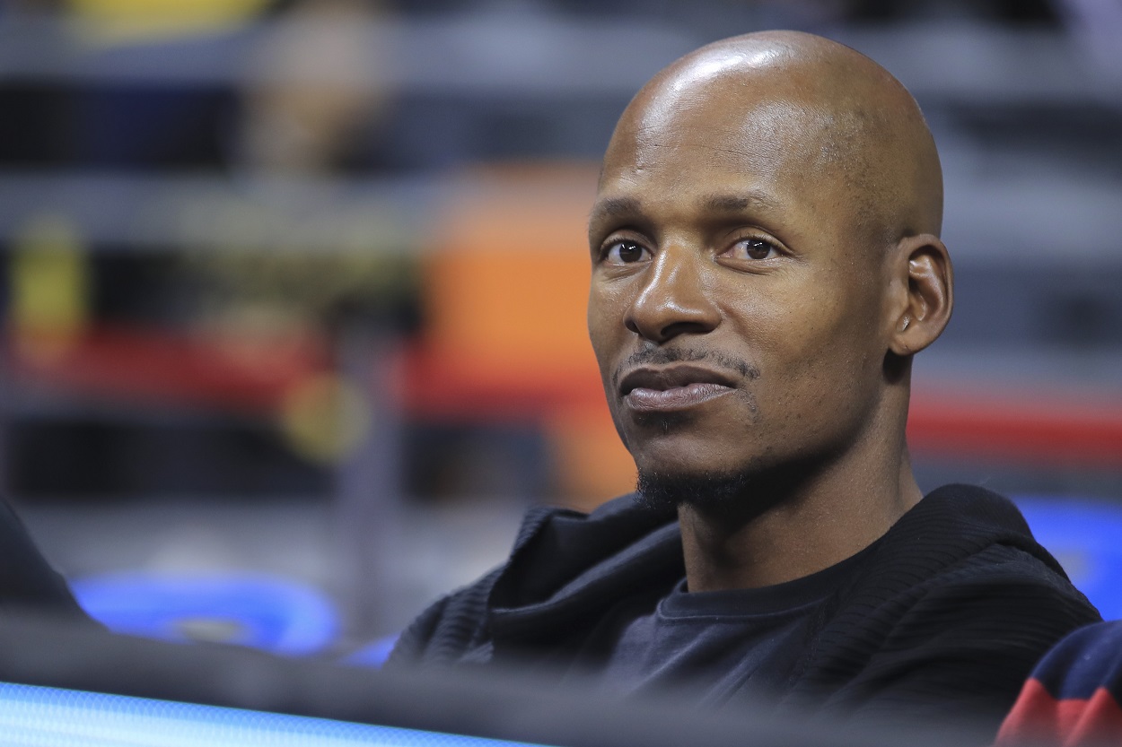 Ray Allen watches a Chinese Basketball Association game in 2019