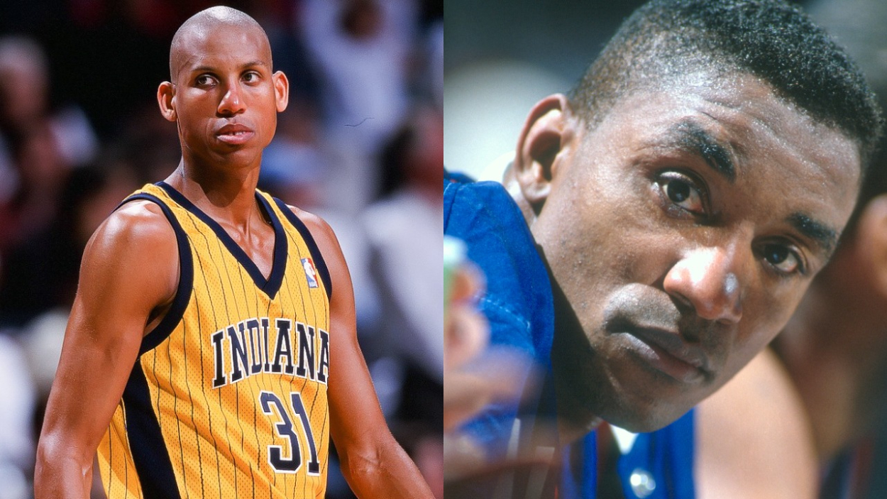 Indiana Pacers legend Reggie Miller and Detroit Pistons legend Isiah Thomas.