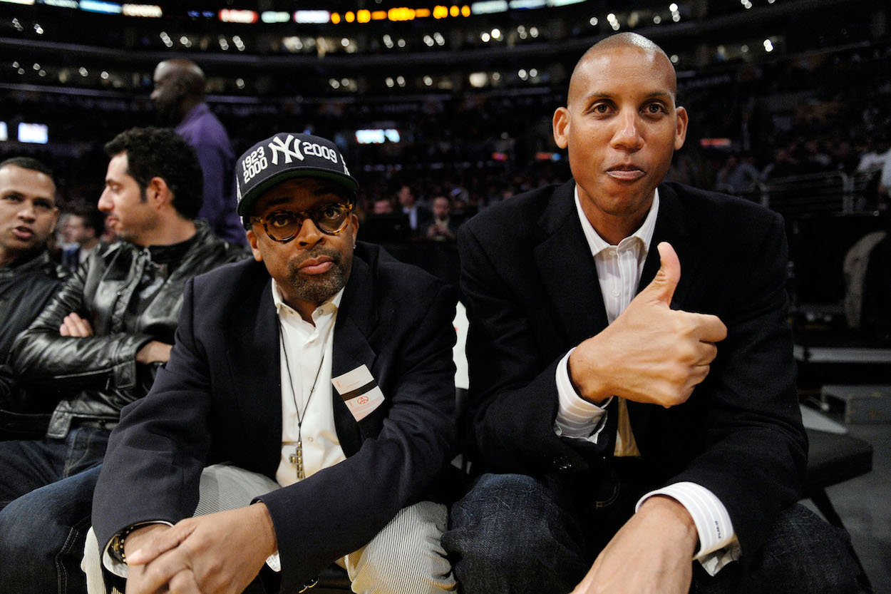 Reggie Miller and Spike Lee watch game together