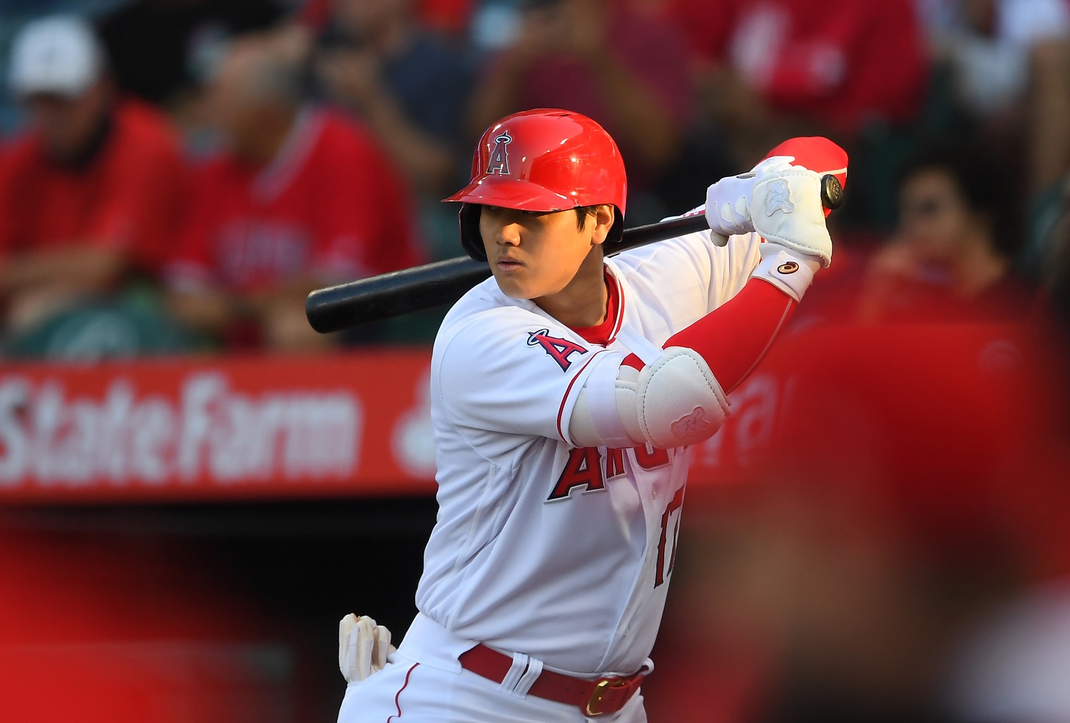 Shohei Ohtani of the Los Angeles Angels bats in the first inning against the Detroit Tigers on June 18, 2021.