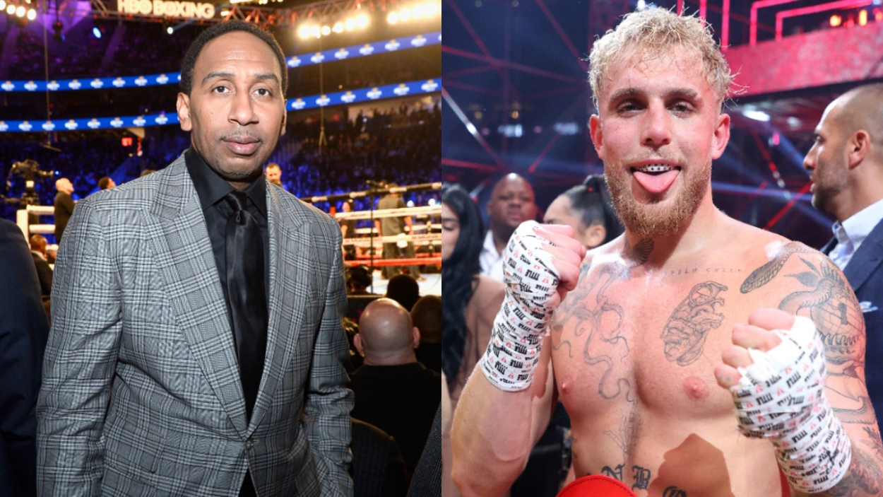 ESPN analyst Stephen A. Smith and internet star Jake Paul, who has recently launched a boxing career.