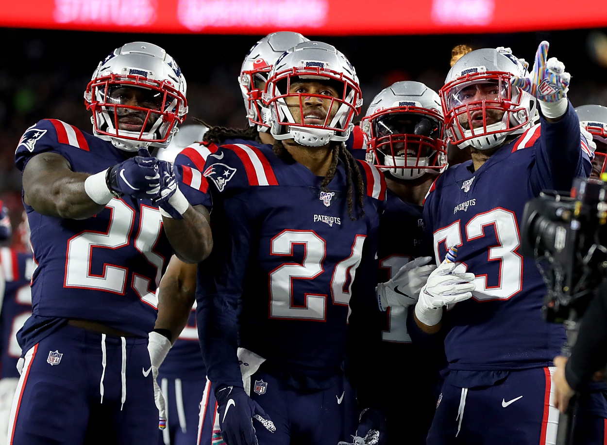 New England Patriots star cornerback Stephon Gilmore and his teammates.