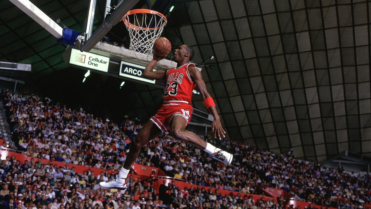 Michael Jordan during the 1987 Slam Dunk Contest