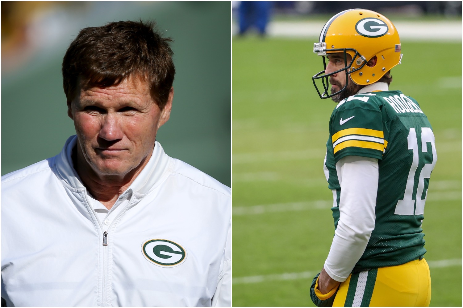 Packers president Mark Murphy next to Green Bay quarterback Aaron Rodgers.