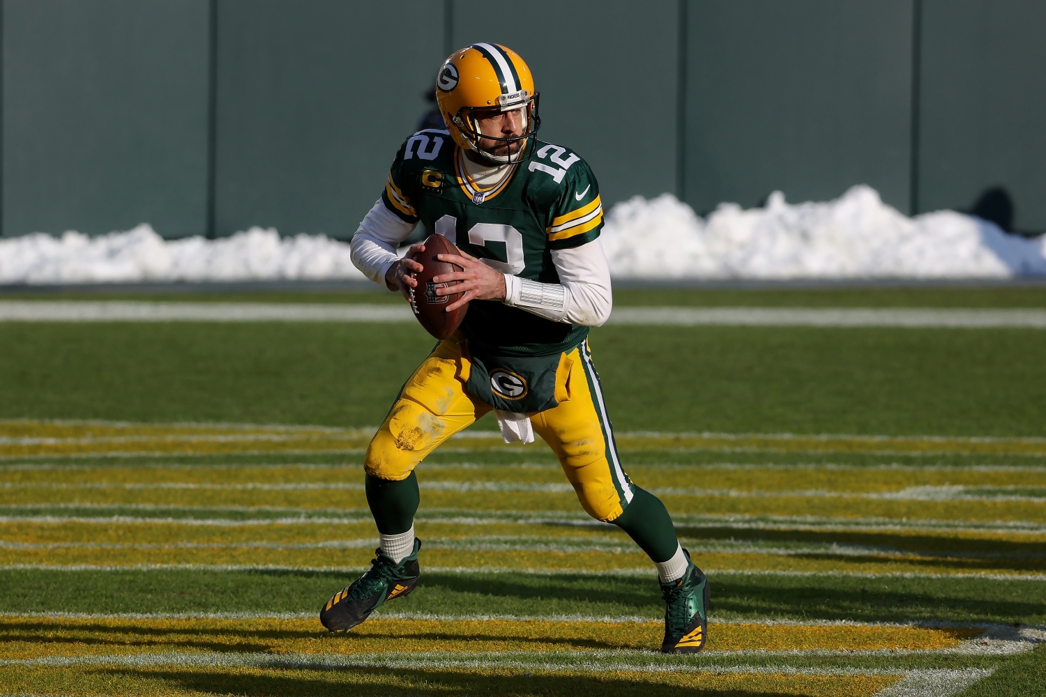 Green Bay Packers quarterback Aaron Rodgers drops back to pass during the NFC Championship.