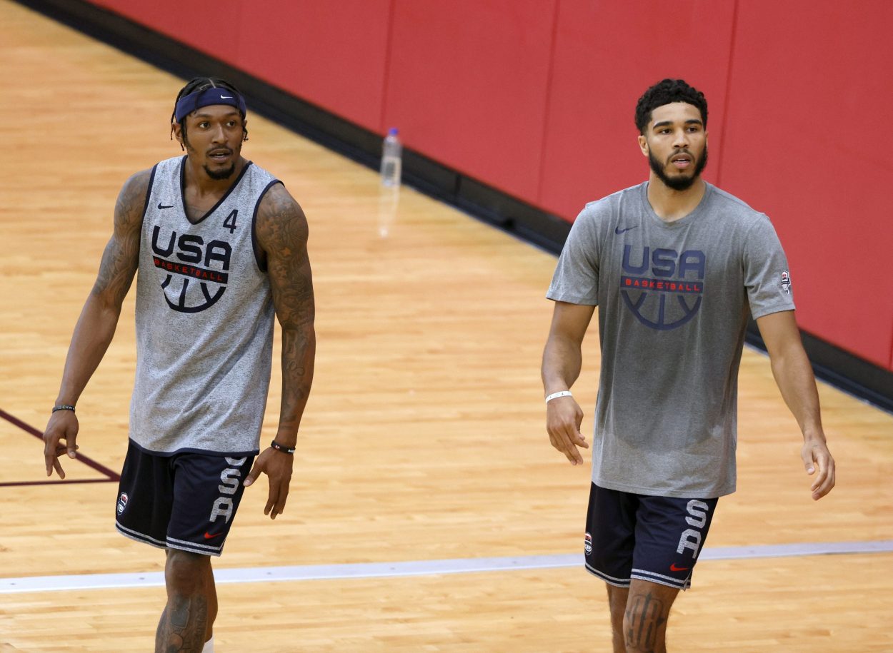 Bradley Beal and Jayson Tatum work out at Team USA camp.