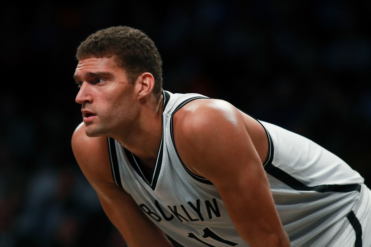 Brook Lopez during a Nets-Knicks preseason game in 2016