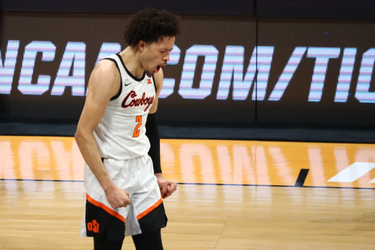 2021 NBA Draft prospect Cade Cunningham in college with Oklahoma State.