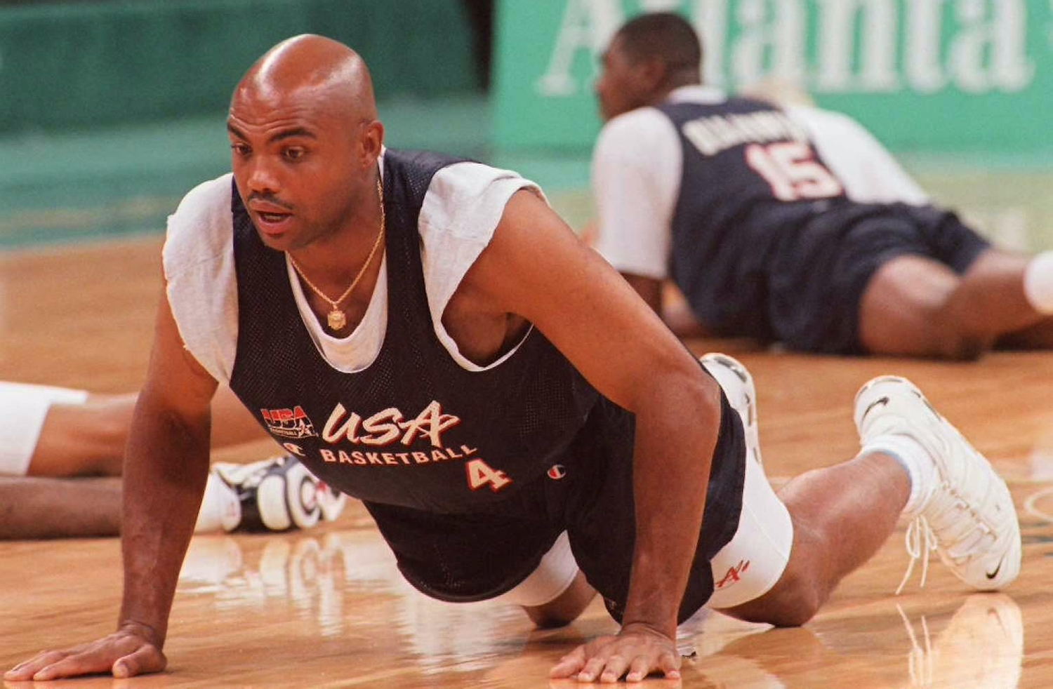 NBA star Charles Barkley works out with Team USA.