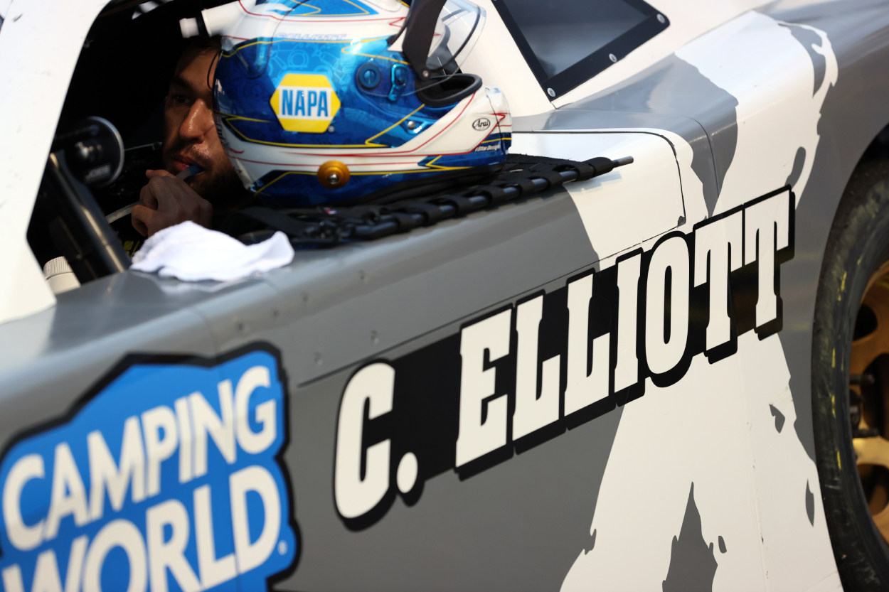 Chase Elliott sits in his car before Saturday's SRX race.