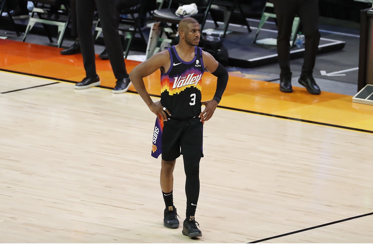 Chris Paul during Game 1 of the 2021 NBA Finals between the Phoenix Suns and Milwaukee Bucks