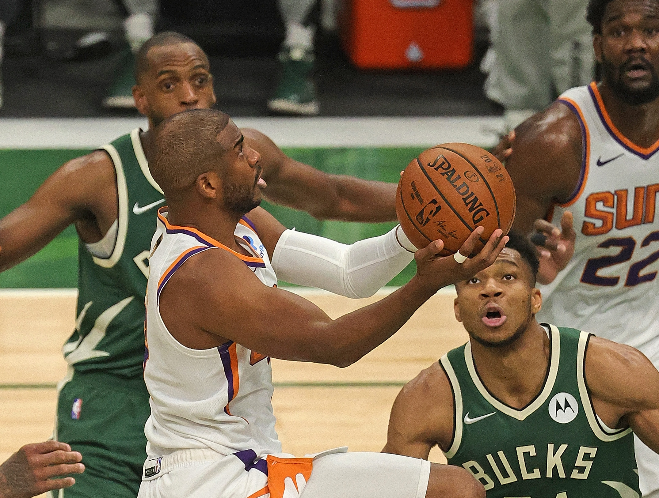 Phoenix Suns point guard Chris Paul drives to the rim during Game 3 of the NBA Finals