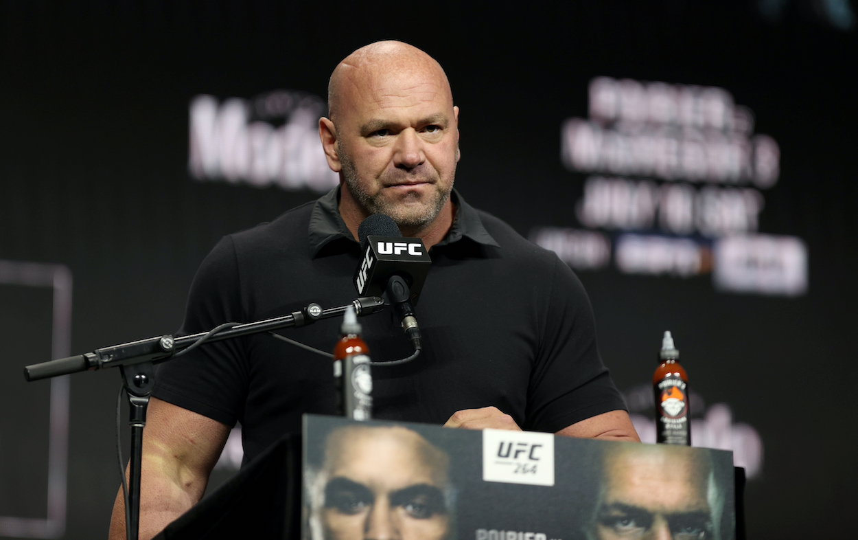UFC President Dana White during a press conference ahead of UFC 264 at the T-Mobile Arena in Las Vegas, Nevada, USA.