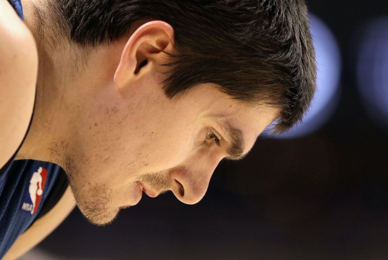 Darko Milicic, one of the biggest NBA draft busts ever, looks on during a 2010 NBA game.