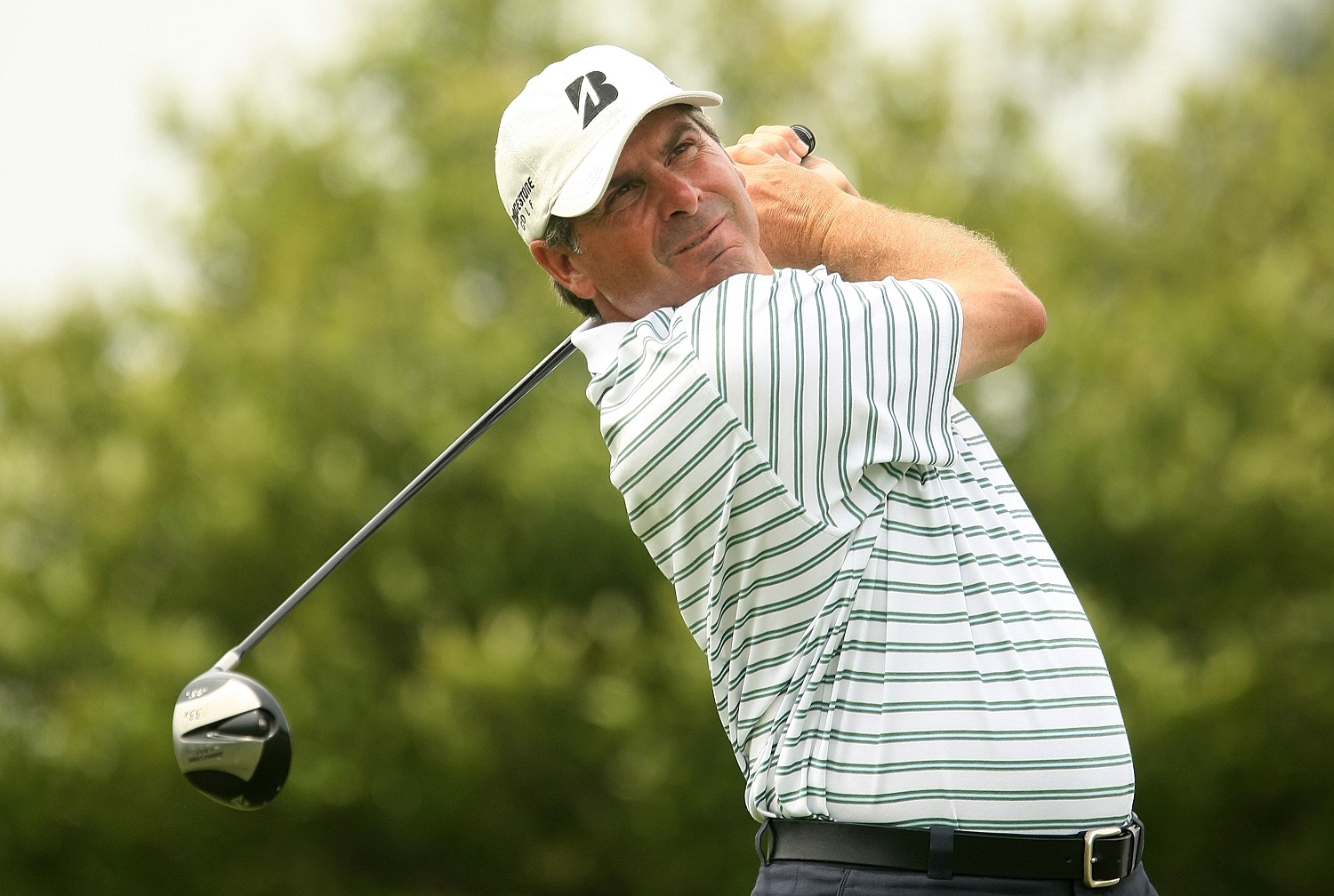 Fred Couples watches his tee shot on the 16th hole during the third round of the Wachovia Championship on May 3, 2008.