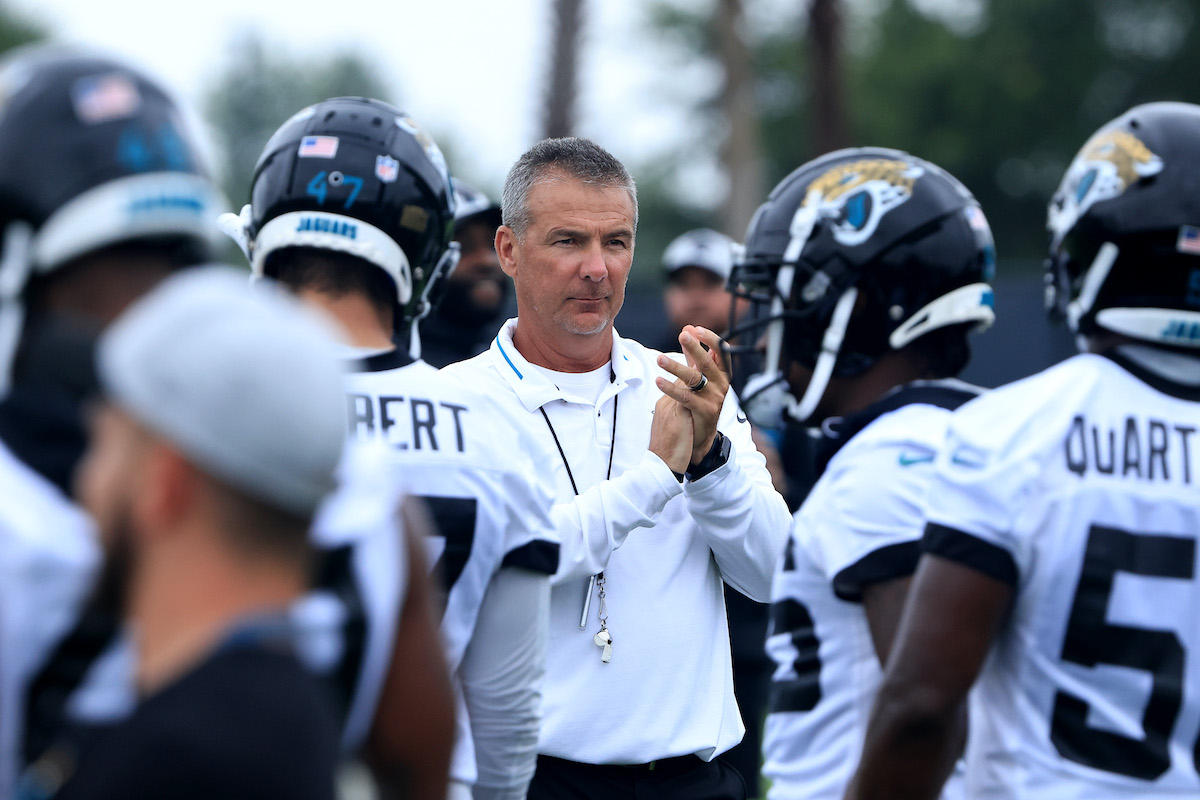 Head coach of the Jacksonville Jaguars Urban Meyer looks on during Mandatory Minicamp