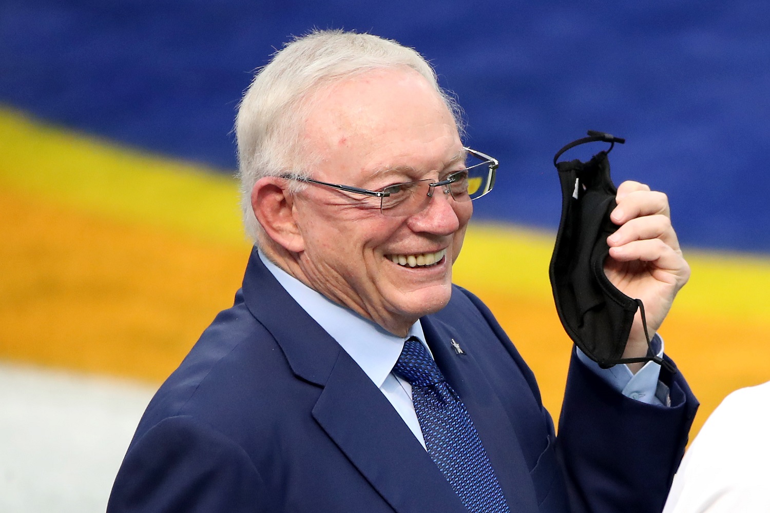 Dallas Cowboys owner Jerry Jones talks with CeeDee Lamb of the Dallas Cowboys before the game against the Los Angeles Rams at SoFi Stadium on Sept. 13, 2020, in Inglewood, California.